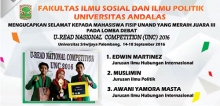 Tim Debat FISIP Juara 3 UNC 2016 di Palembang