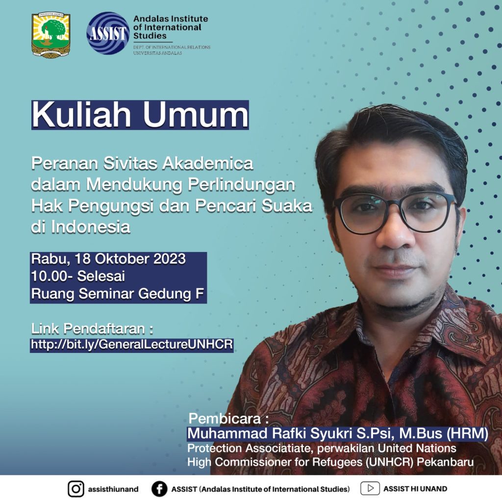 How Role of Academia in Supporting the Protection of Refugee and Asylum Seeker Rights in Indonesia, a Representative from UNHCR Jakarta Delivered a Public Lecture at the Department of International Relations