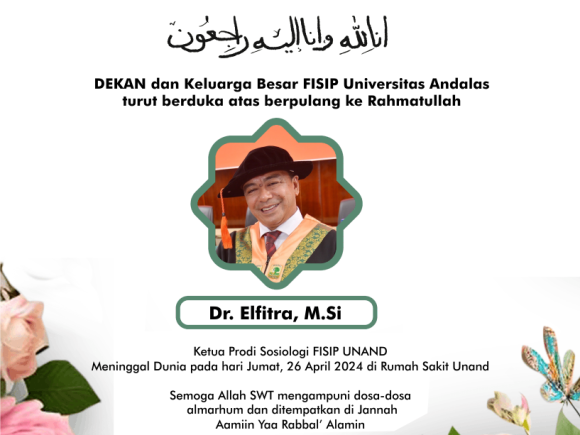 Dosen Sosiologi Dr. Elfitra, M.Si Tutup Usia