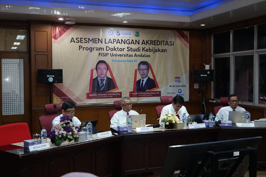 Asesmen Lapangan Secara Daring Akreditasi Ban-Pt Program Studi Doktor (S-3) Studi Kebijakan Universitas Andalas