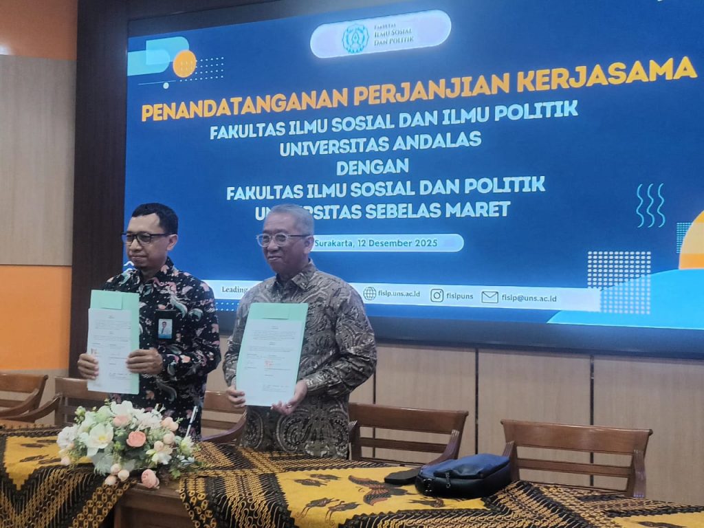 Perkuat Sinergi Akademik, FISIP Universitas Andalas Teken Kerja Sama dengan FISIP UNS