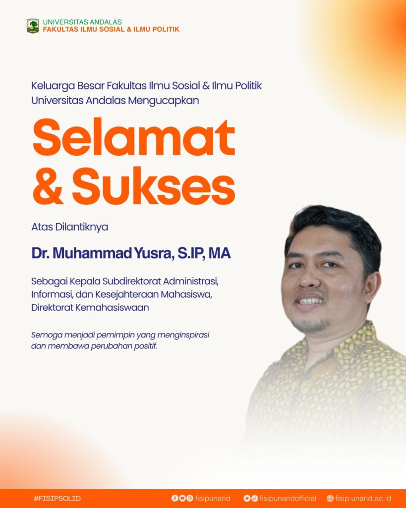 Selamat dan Sukses: Dr. Muhammad Yusra, S.IP, MA Dilantik sebagai Kepala Subdirektorat Administrasi, Informasi, dan Kesejahteraan Mahasiswa, Direktorat Kemahasiswaan
