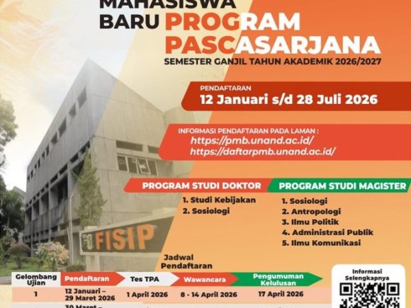 Penerimaan Mahasiswa Baru Program Pascasarjana Semester Ganjil Tahun Akademik 2026/2027 FISIP Universitas Andalas