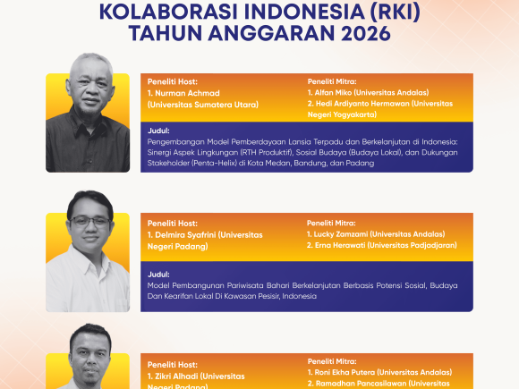 Dosen FISIP Universitas Andalas Raih Pendanaan Program Riset Kolaborasi Indonesia 2026, Perkuat Sinergi Riset Nasional